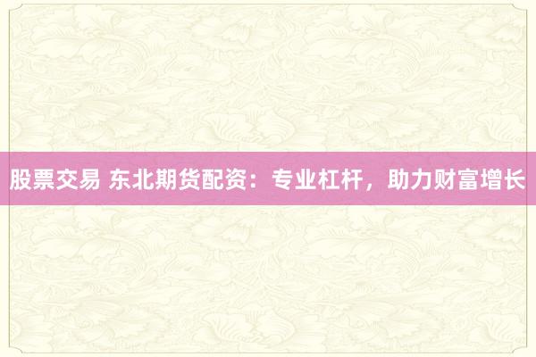 股票交易 东北期货配资：专业杠杆，助力财富增长